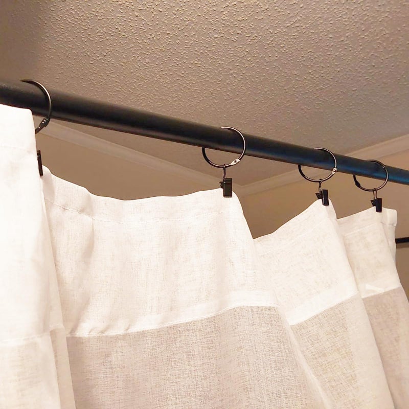 Ginbel Direct 40 Pack 1.26 Inches Openable Curtain Rings with Clips, Drapery Metal Clip Iron Drapes Hangers Decorative for Windows Rods Rustproof, Black - Image 3